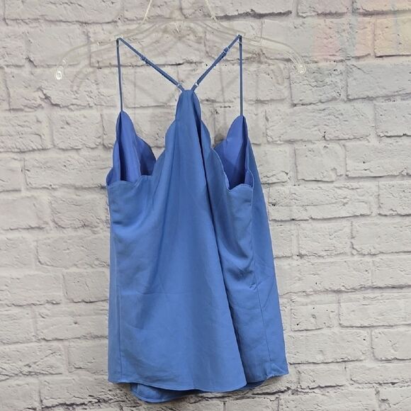 J.Crew Blue Scalloped Cami Top Strappy Sleeveless Office Shell Summer Blouse - Picture 11 of 11